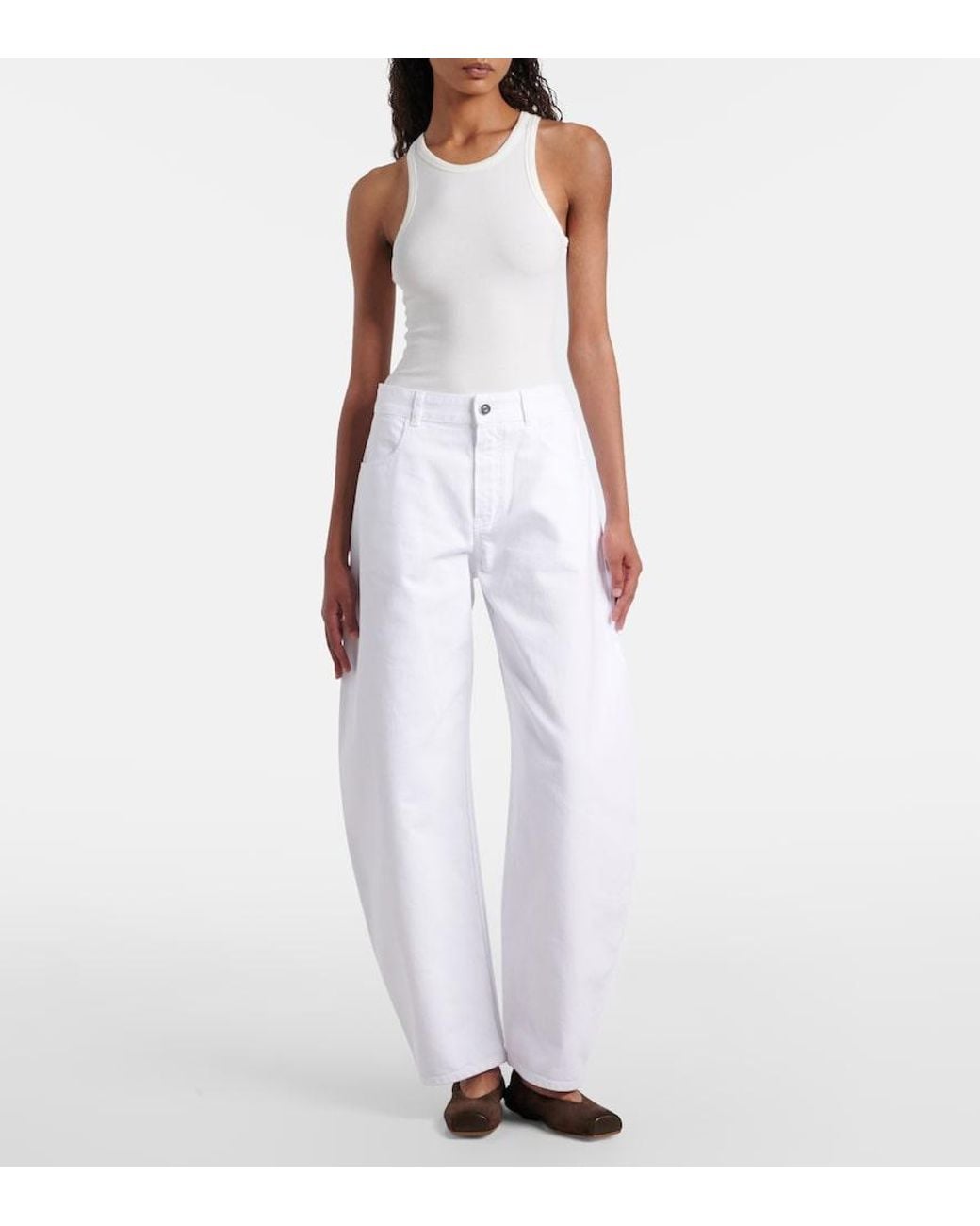 Alaïa White Mid-Rise Barrel-Leg Jeans
