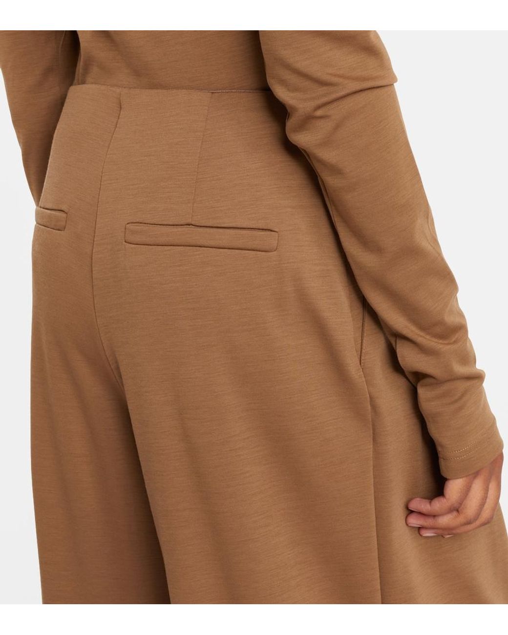Max Mara Brown Cocco Virgin Wool Wide-Leg Pants
