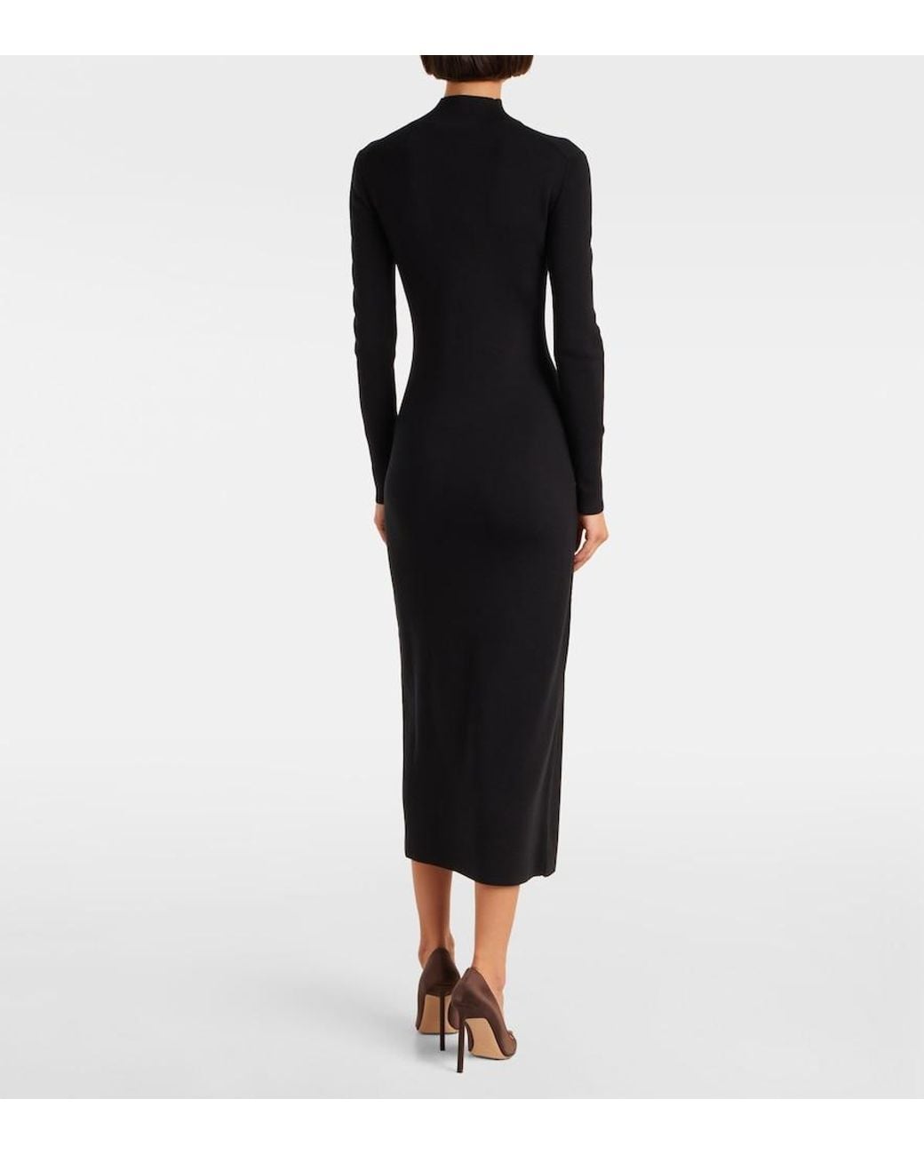 Tom Ford Black Wool Midi Dress