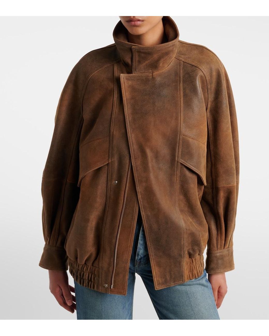 Nour Hammour Brown Ariste Leather Jacket