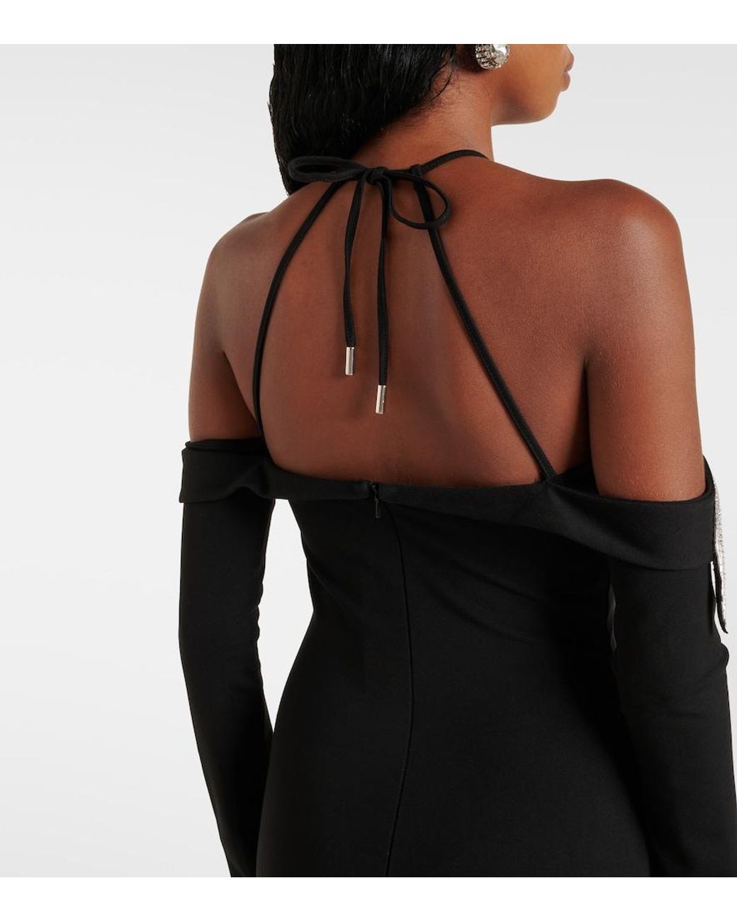 David Koma Black Crystal-Embellished Gown