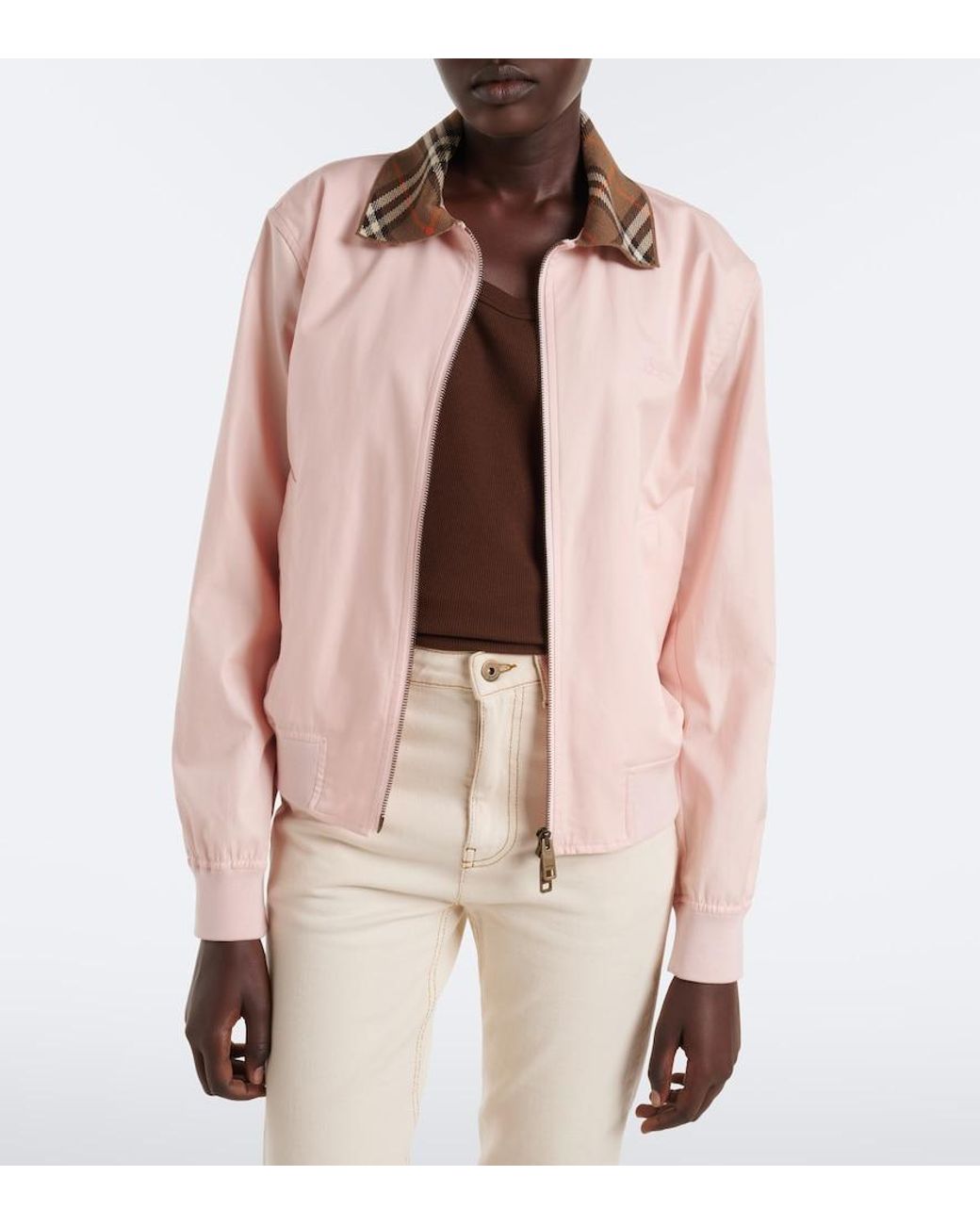 Burberry Pink Check Cotton Blouson Jacket