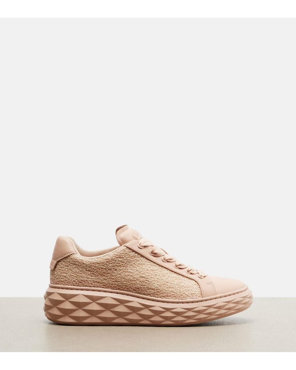 Jimmy Choo Pink Diamond Light Maxi Glitter Leather Sneakers