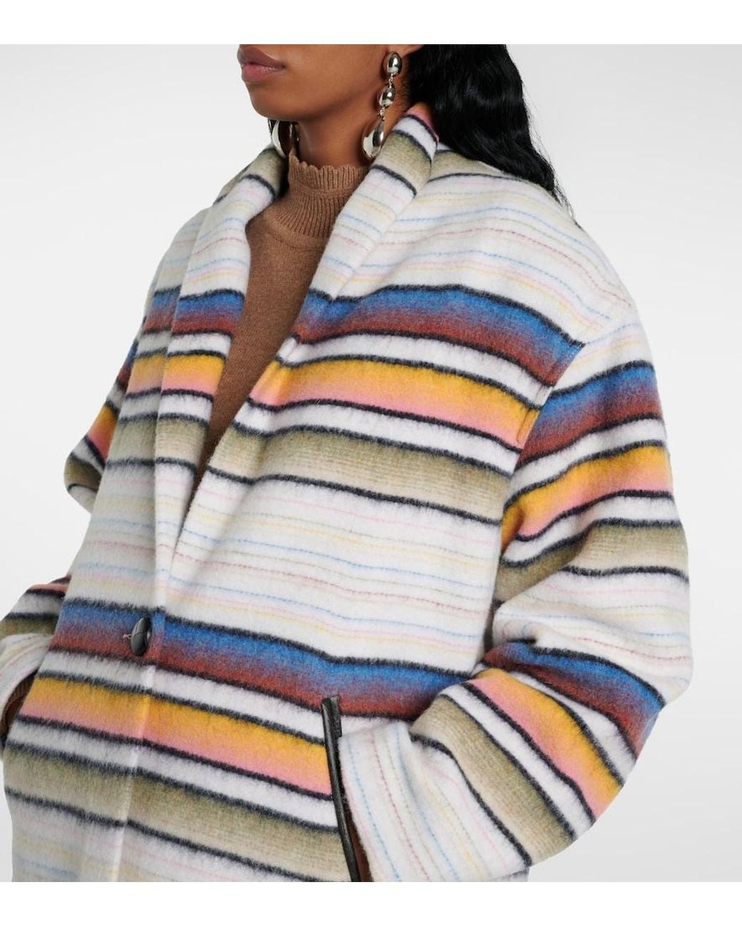 Isabel Marant Multicolor Striped Wool-Blend Coat