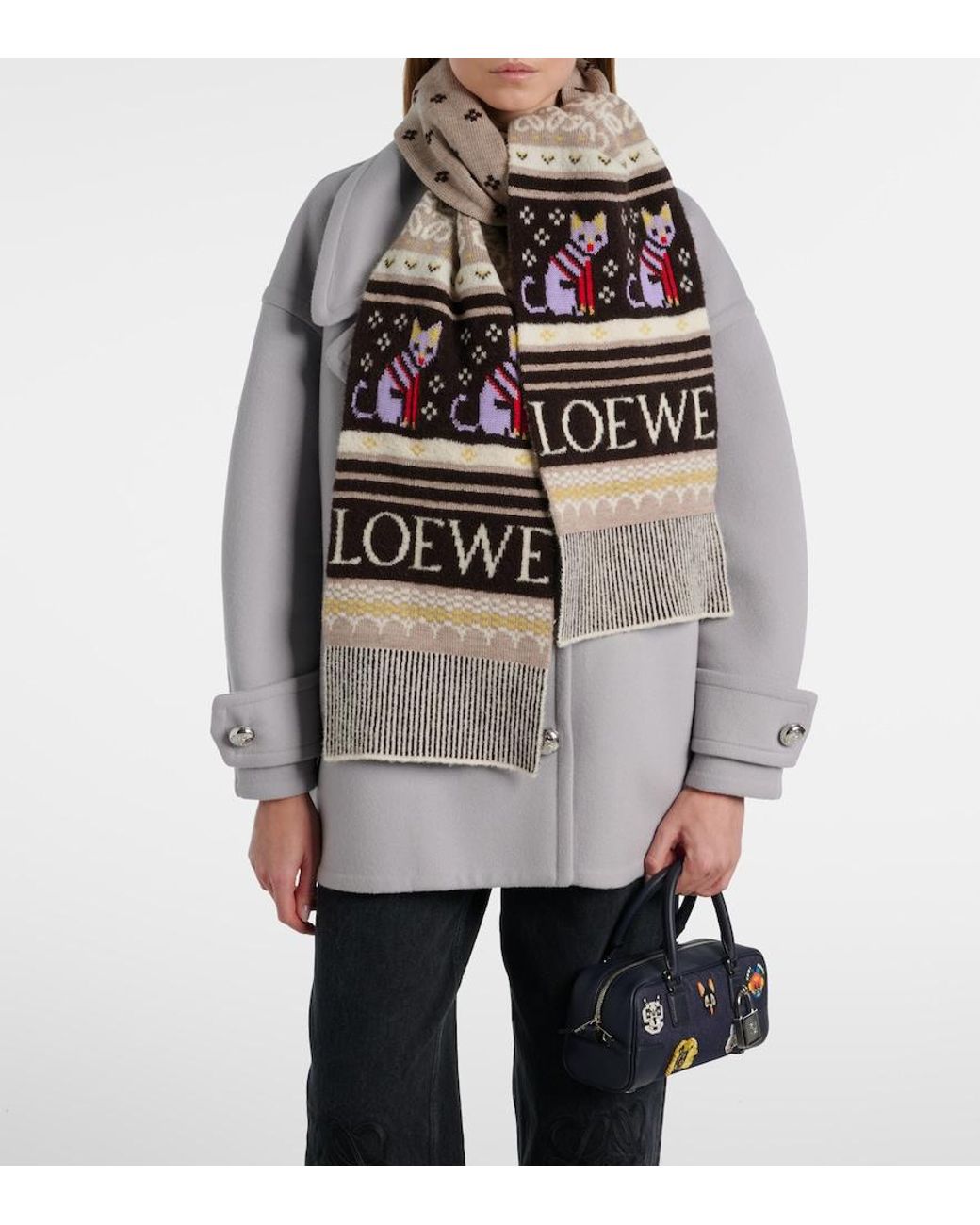 Loewe White X Louis Wain Fair Isle Wool-Blend Scarf