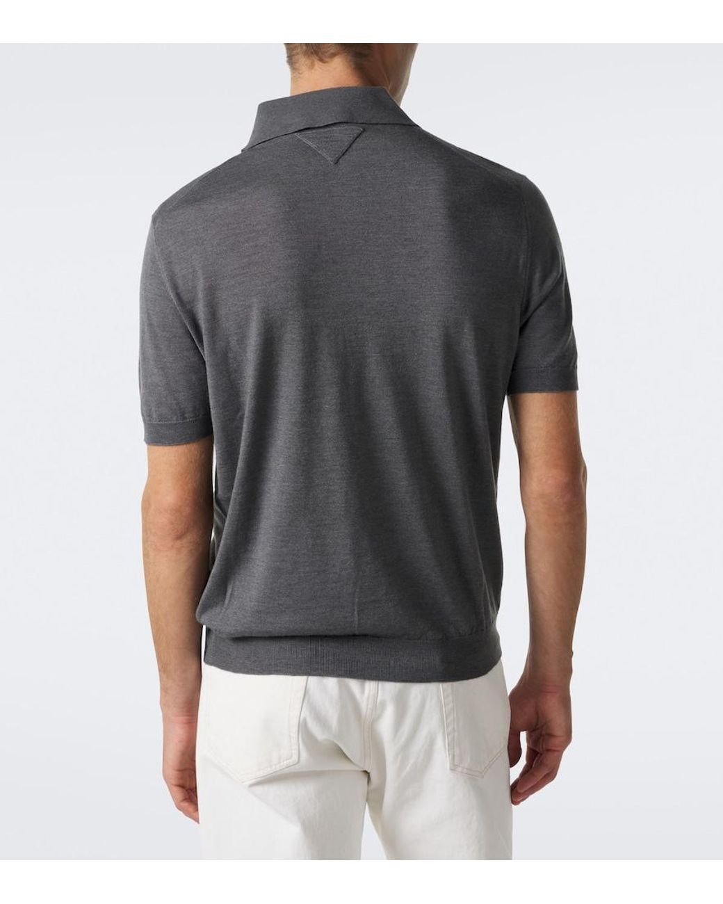 Prada Gray Cashmere And Silk Polo Shirt for men