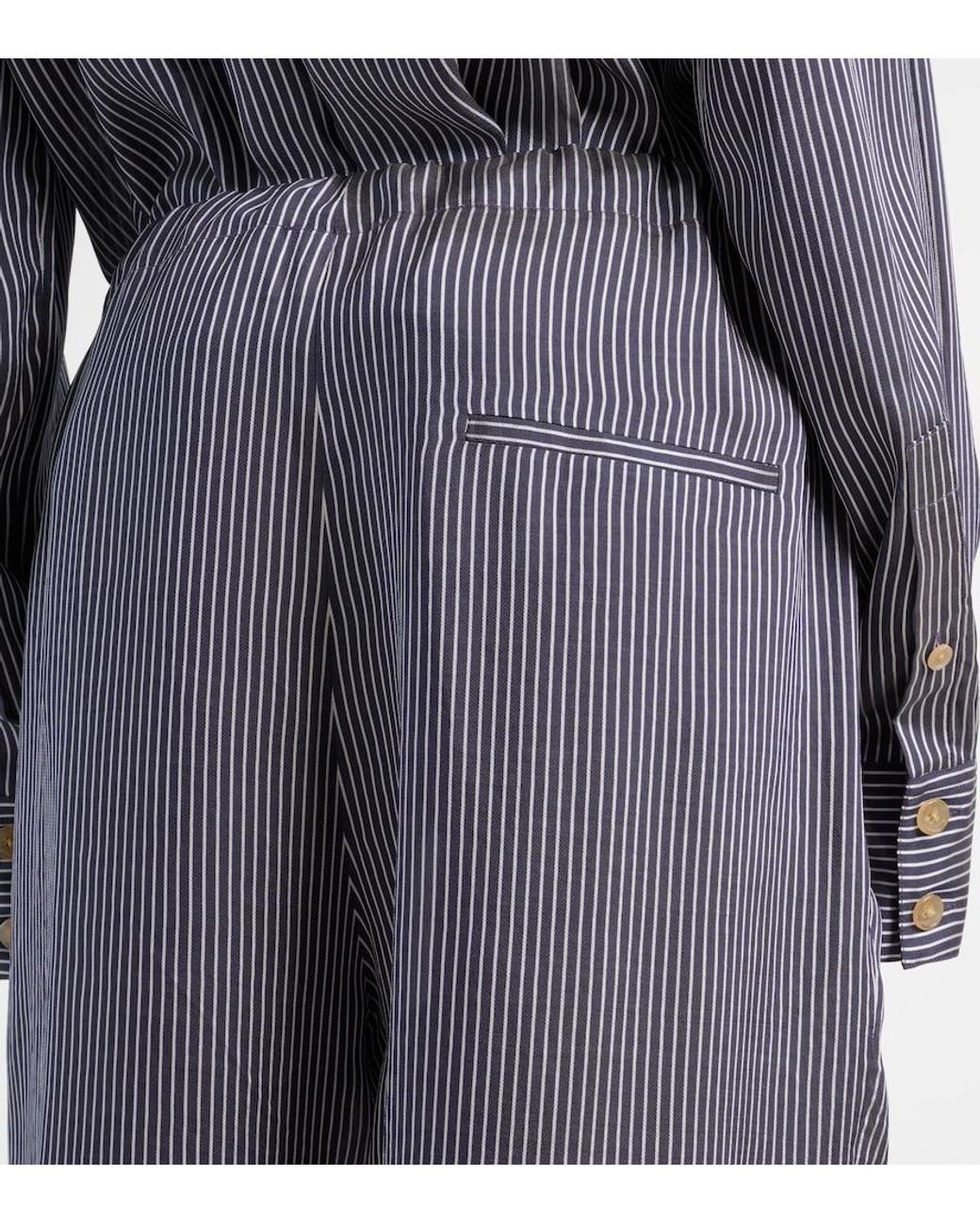 Khaite Gray Trenton Striped Straight Pants