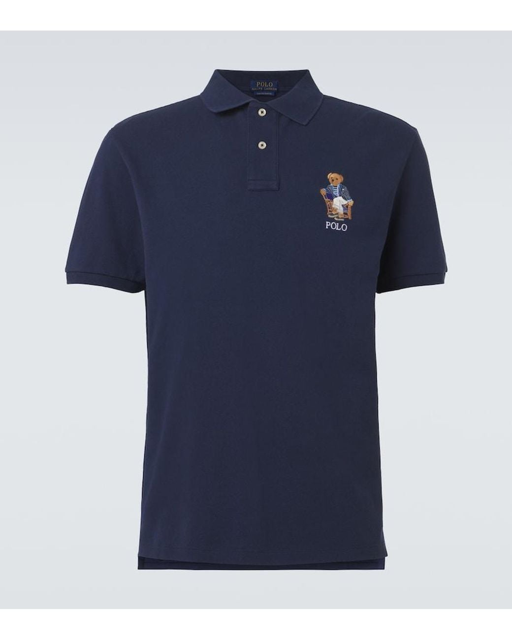 Polo Ralph Lauren Blue Polo Bear Cotton Pique Polo Shirt for men