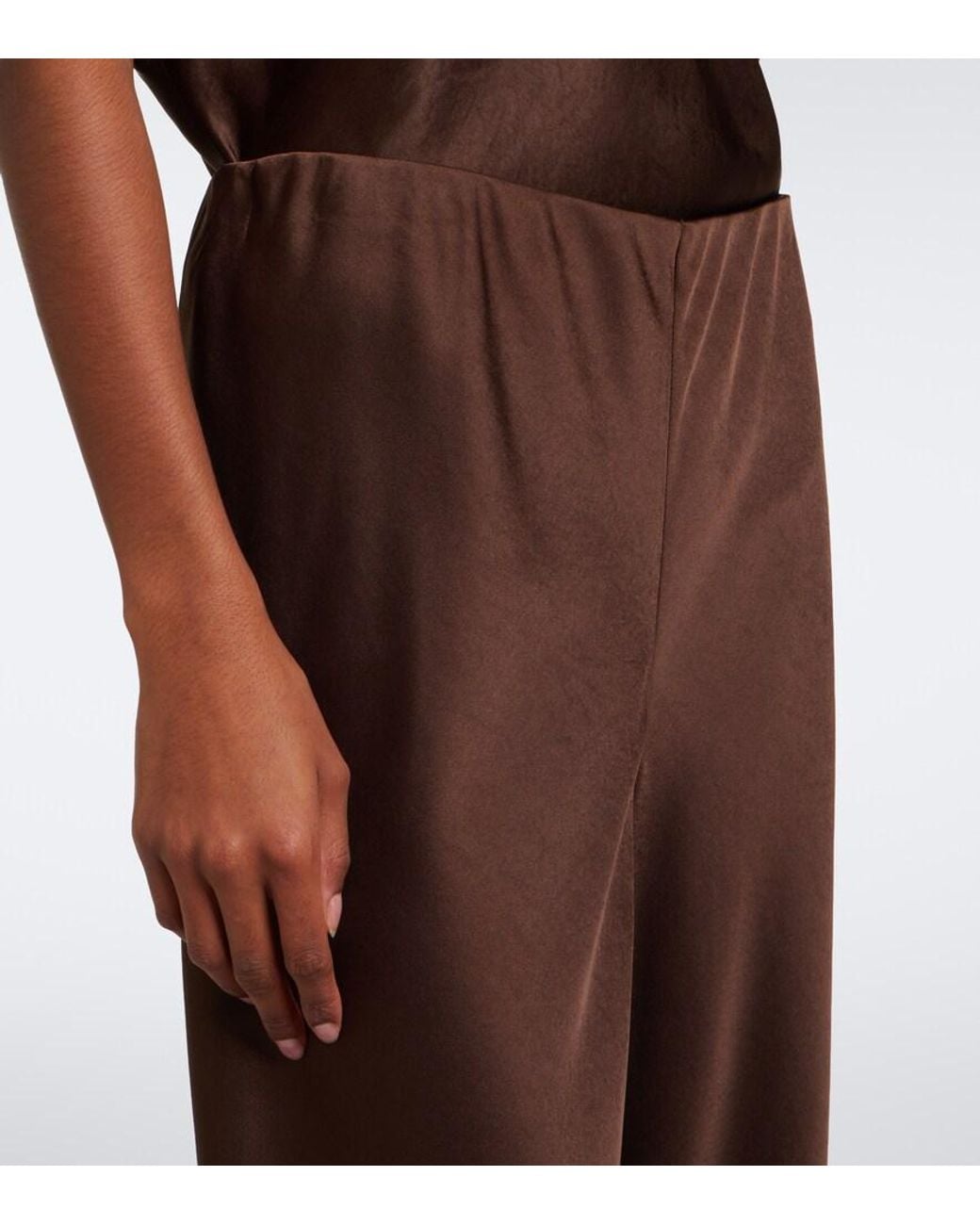 Vince Brown Colette Satin Wide-Leg Pants