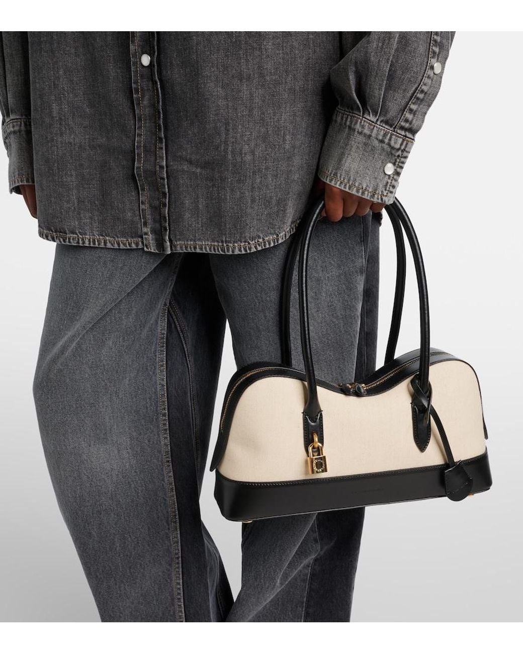 Stella McCartney Natural Ryder Medium Canvas Shoulder Bag