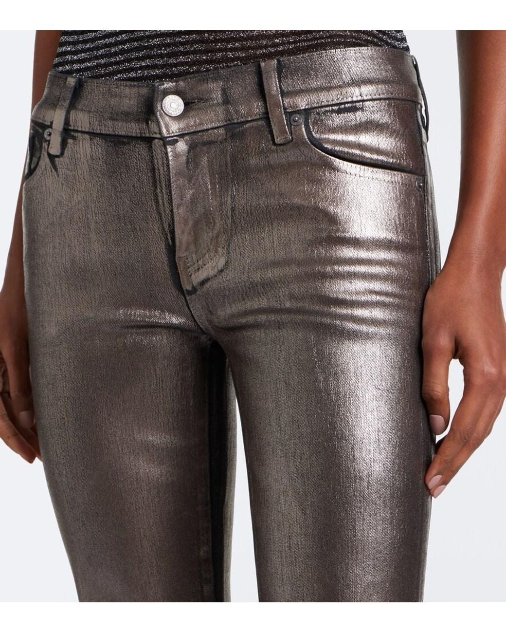 FRAME Gray Rodeo Coated Flared Jeans