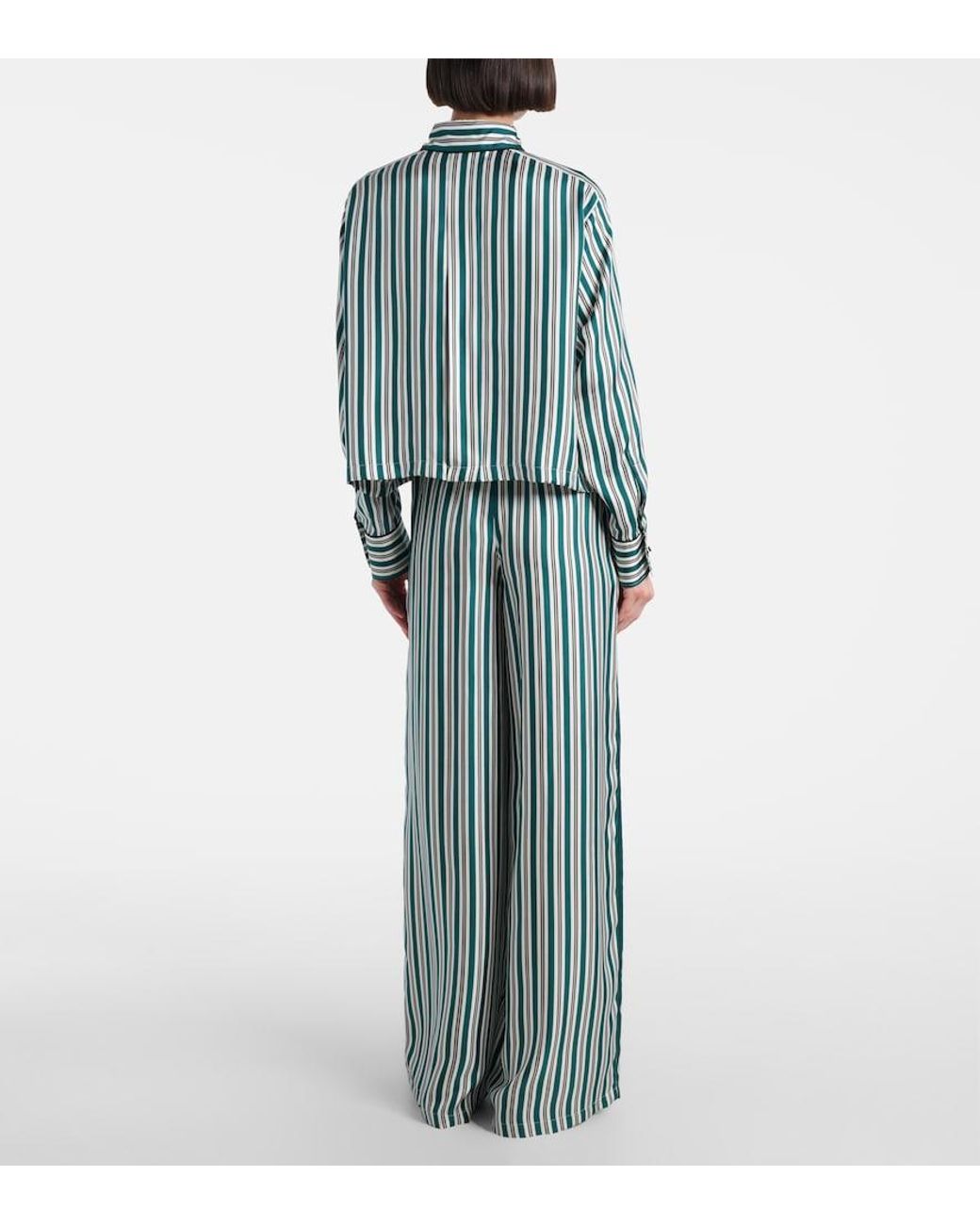 Max Mara Blue Brama Striped Silk Shirt
