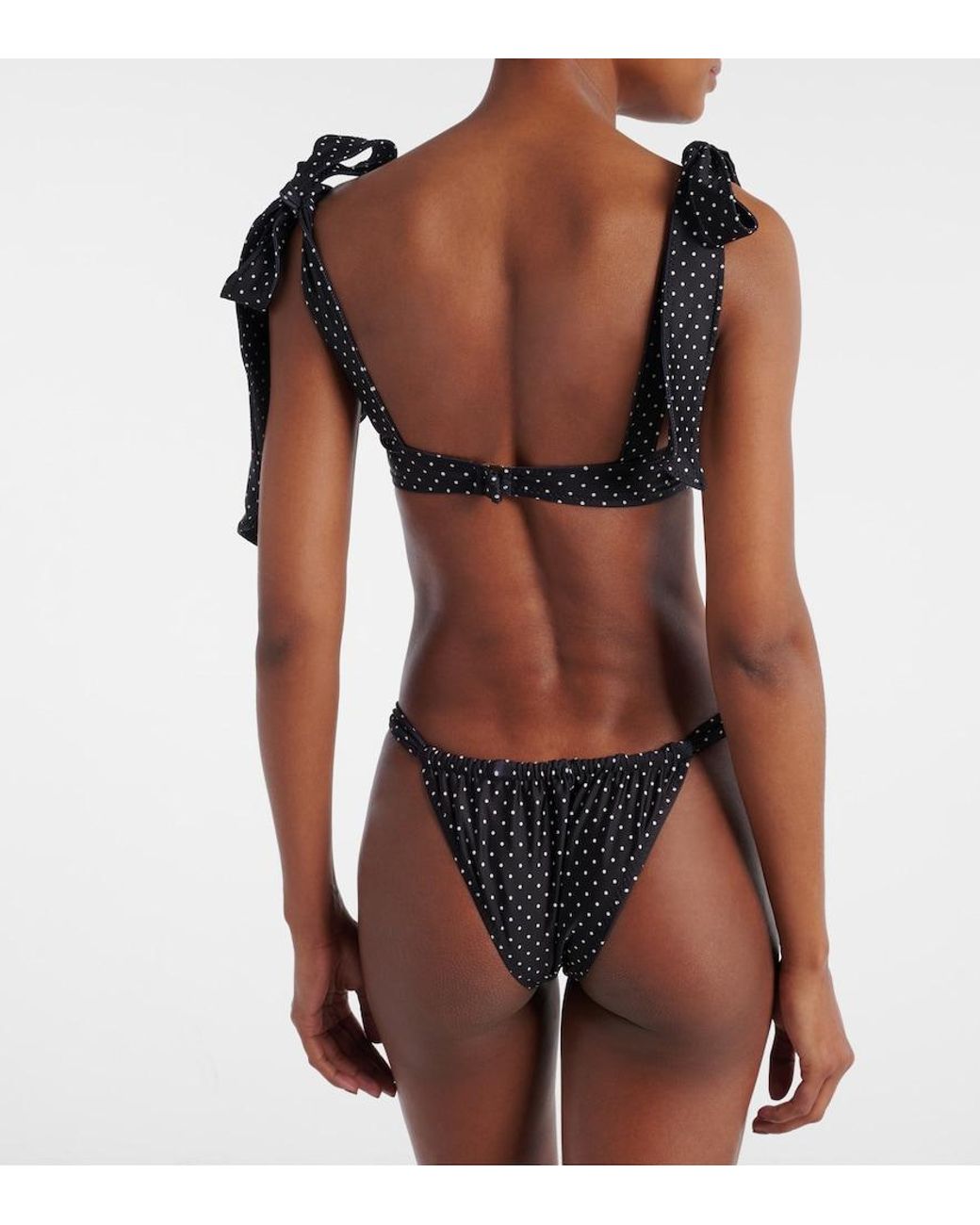 SAME Black Polka-Dot Ruched Bikini Bottoms