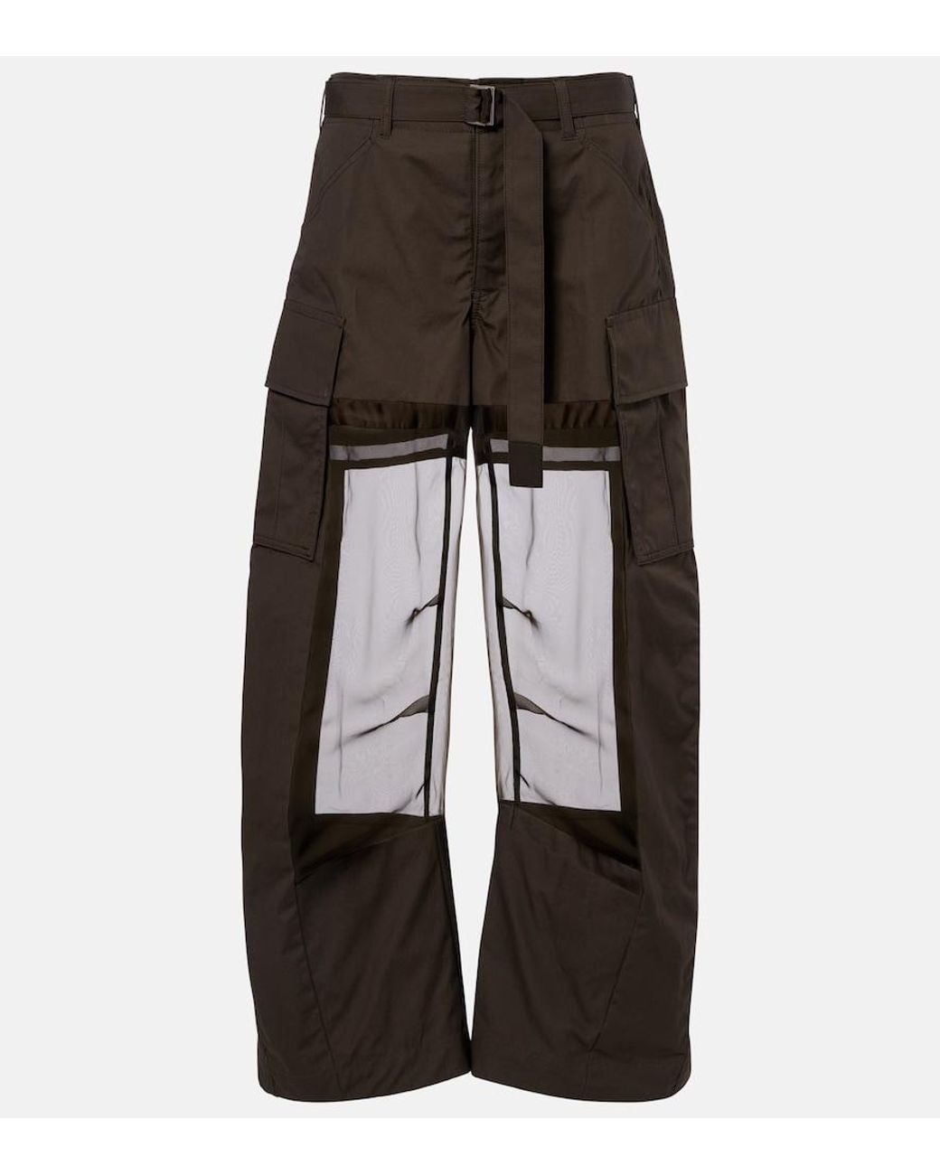 Sacai Green Paneled Cotton Cargo Pants