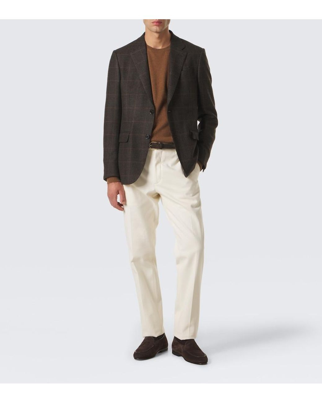 Zegna Natural Cotton And Cashmere Slim Pants for men