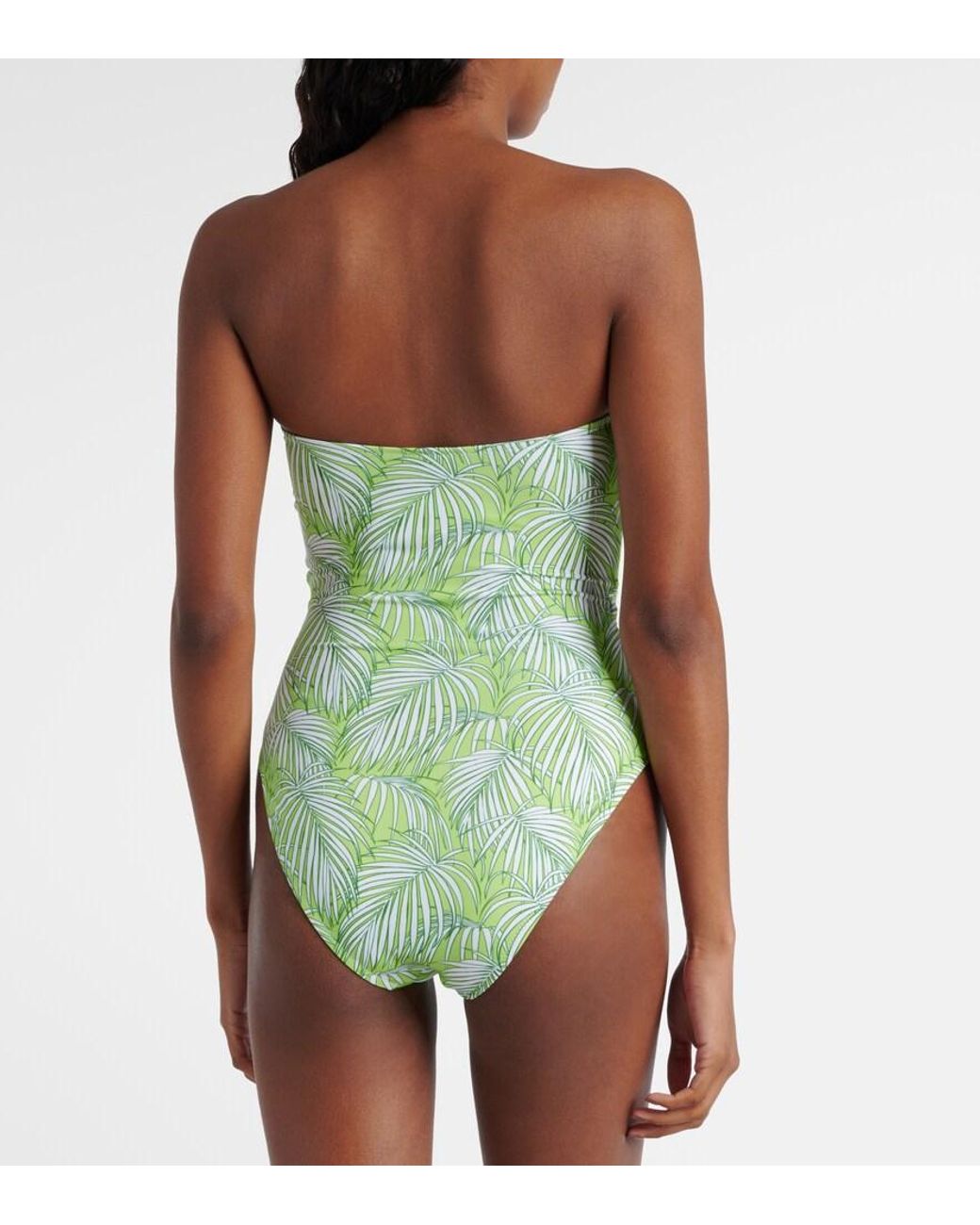 Melissa Odabash Green Como Printed Strapless Swimsuit