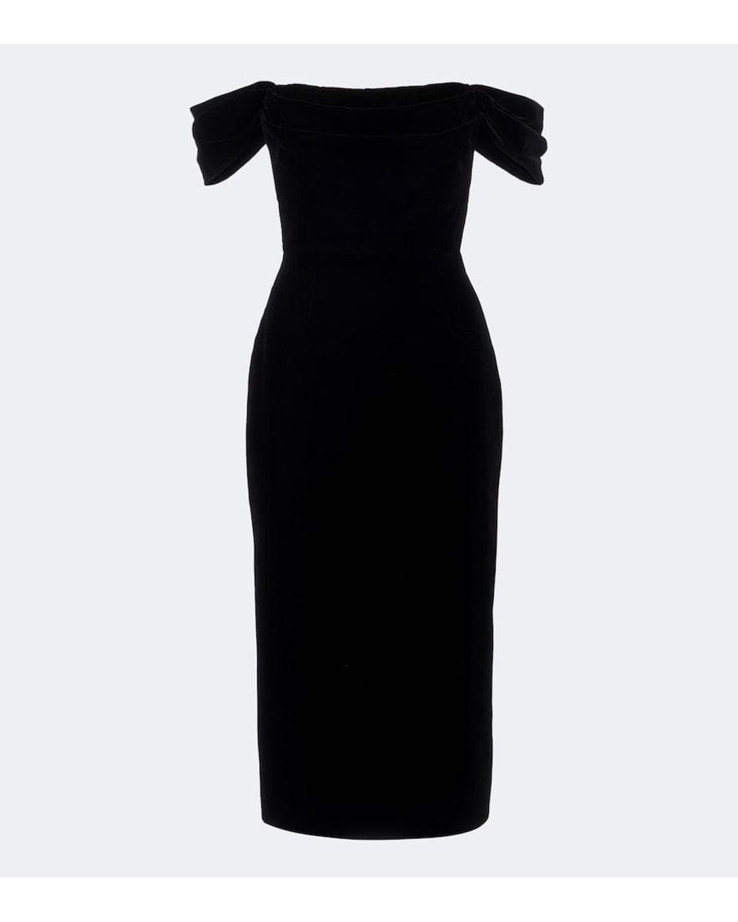 Carolina Herrera Black Off-Shoulder Midi Dress