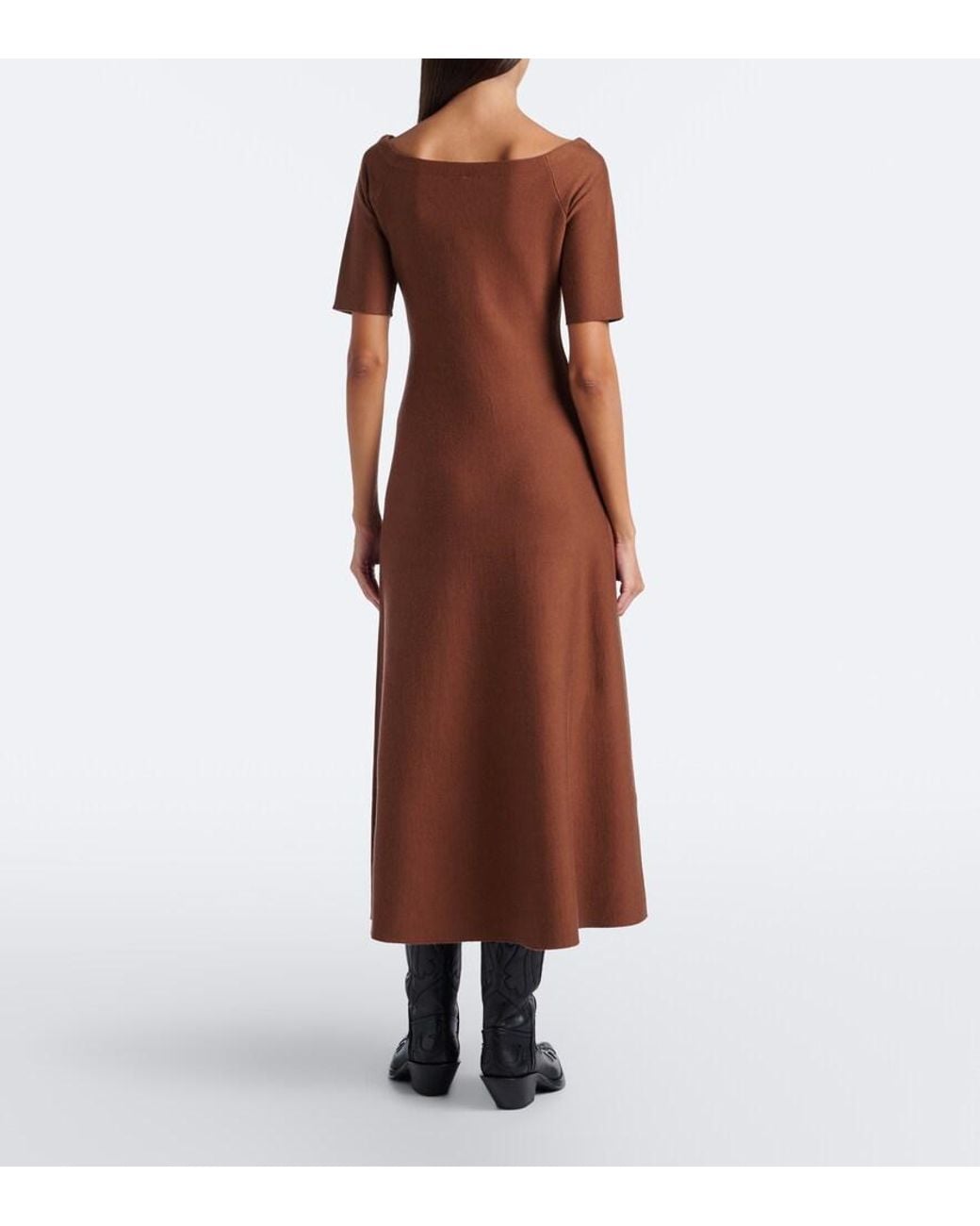 Gabriela Hearst Brown Vivia Wool, Silk, And Cashmere Midi Dress