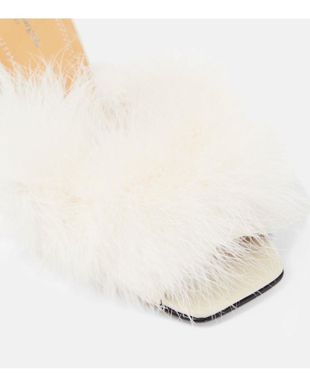 Maison Margiela Natural Feather-Embellished Mules