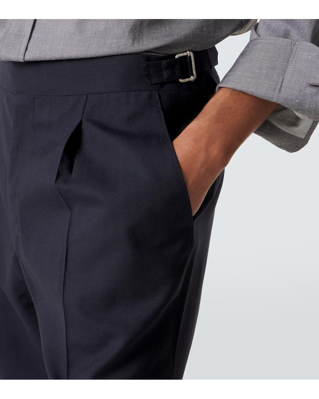 STÒFFA Blue Wool Straight Pants for men