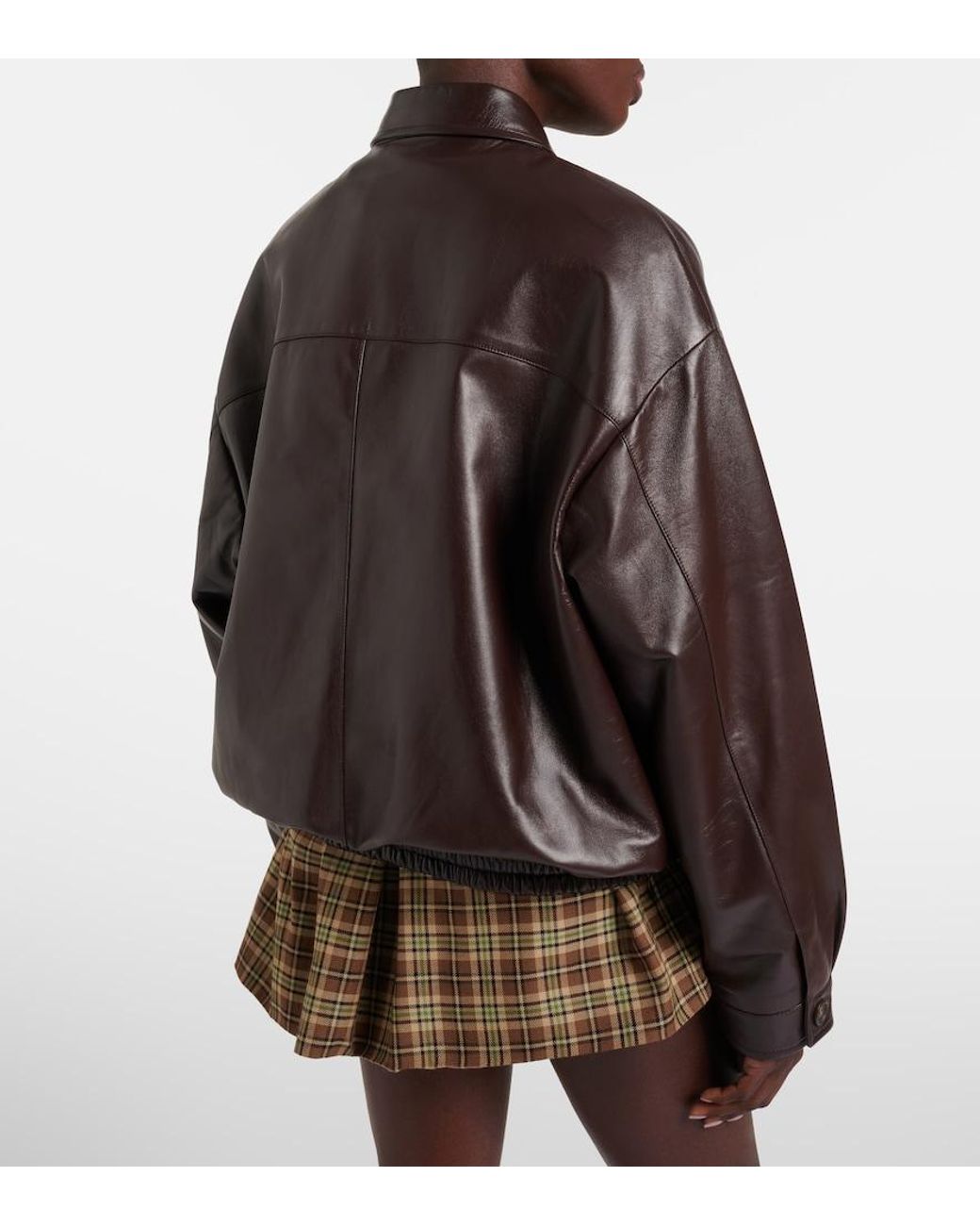 Miu Miu Brown Logo Leather Jacket