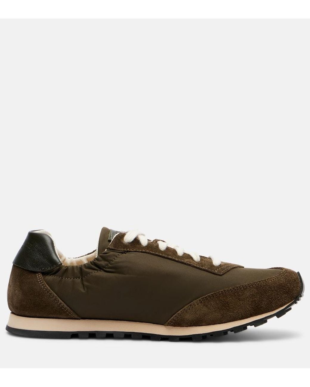Le Monde Beryl Brown Slim Runner Suede-Trimmed Sneakers