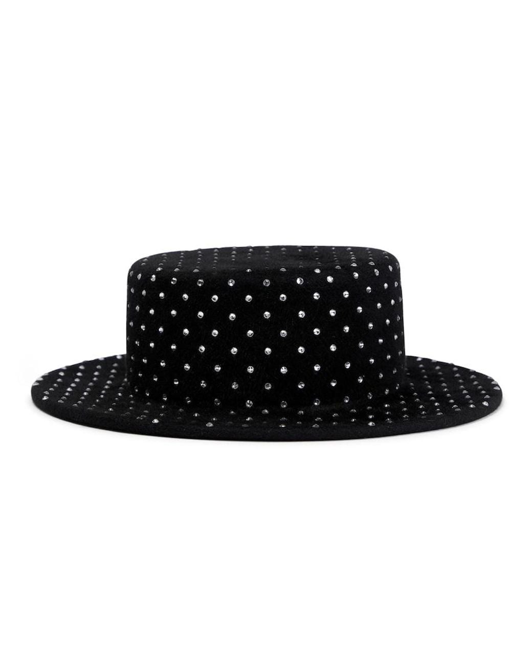 Ruslan Baginskiy Black Embellished Felt Canotier Hat