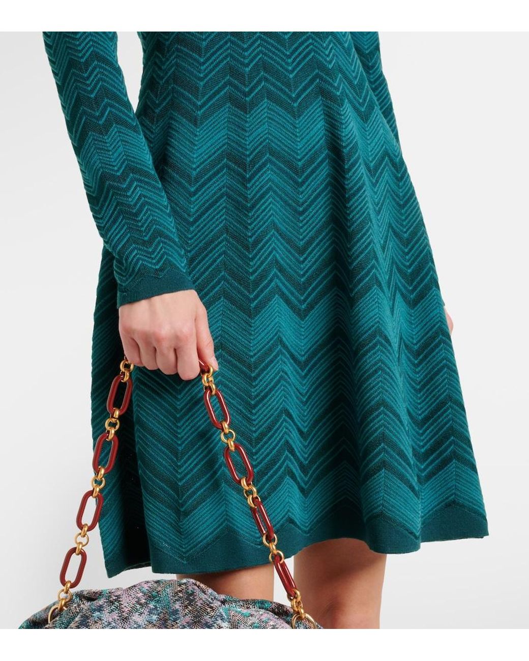 Missoni Blue Zigzag Knitted Minidress