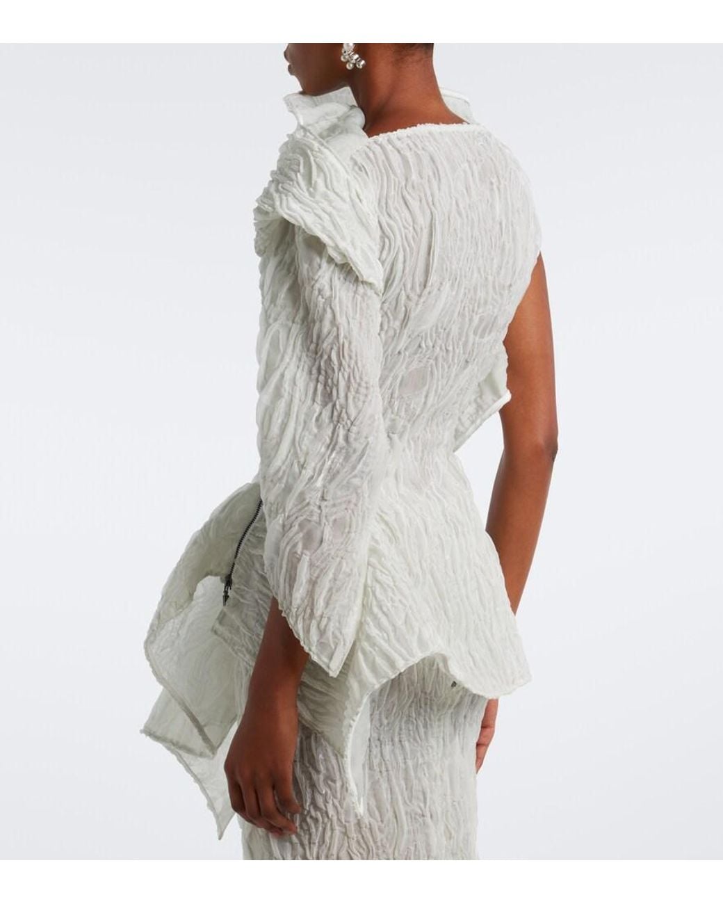 Maticevski White Scintilla Asymmetric Georgette Top