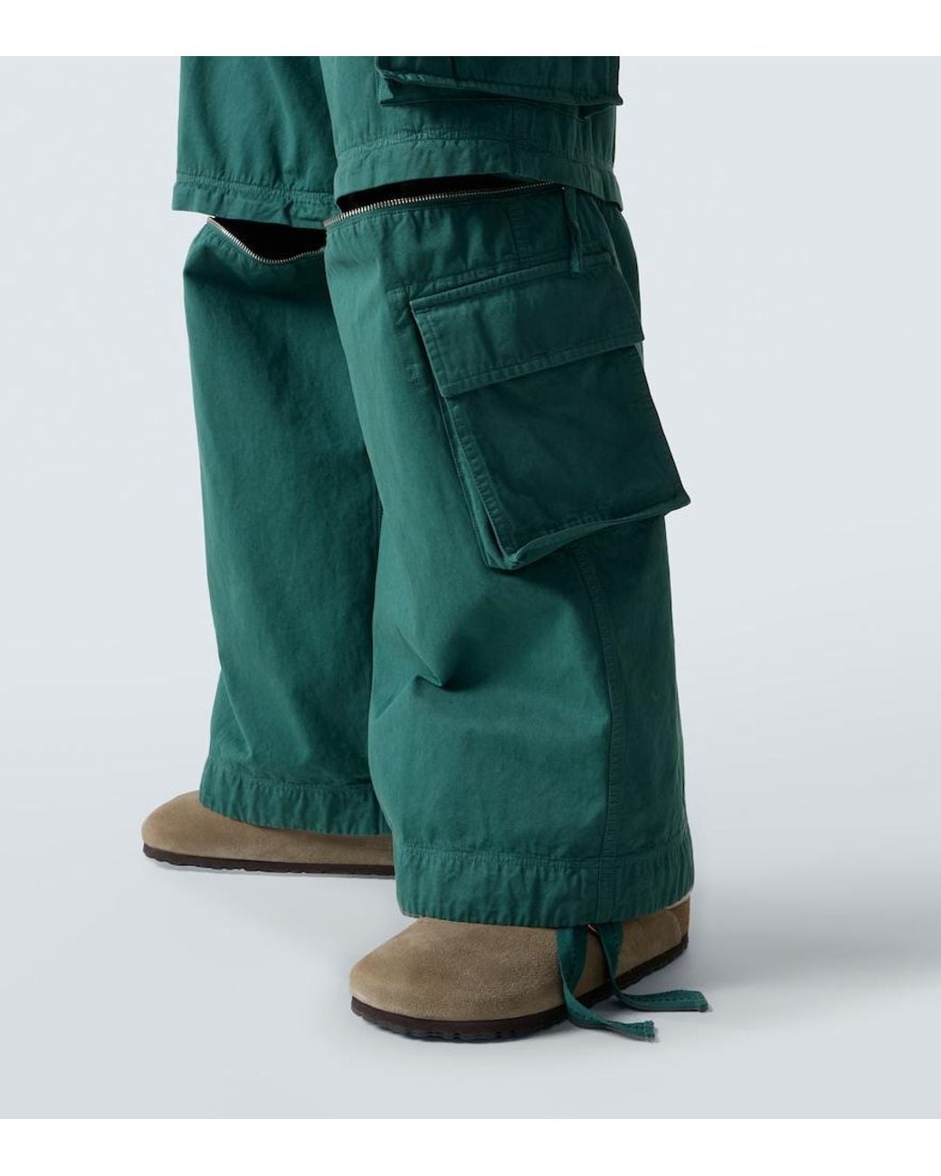 ERL Green High-Rise Cotton Cargo Pants for men