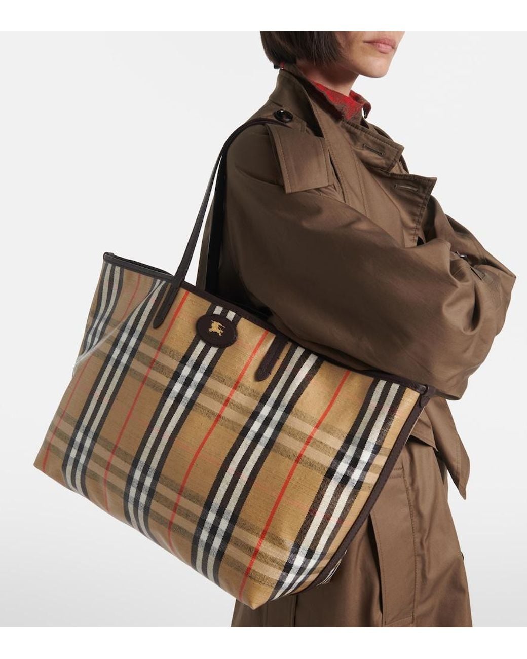 Burberry Brown Highlands Medium Jacquard Tote Bag