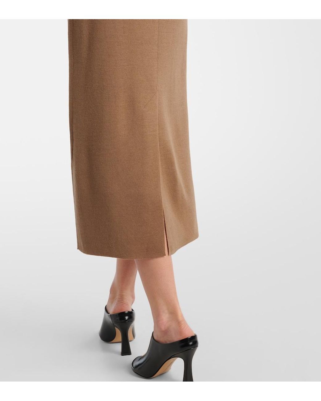 Max Mara Brown Aceri Virgin Wool Midi Dress