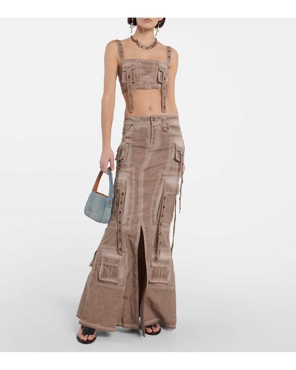 Blumarine Natural Denim Crop Top