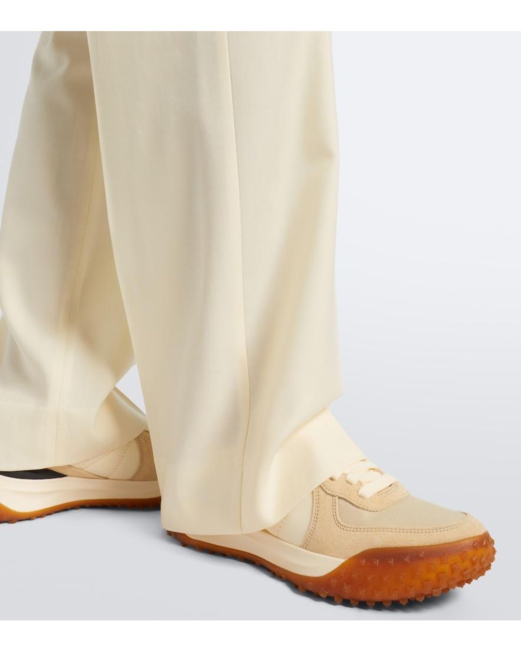 Moncler White Citytrek Suede-Trimmed Sneakers