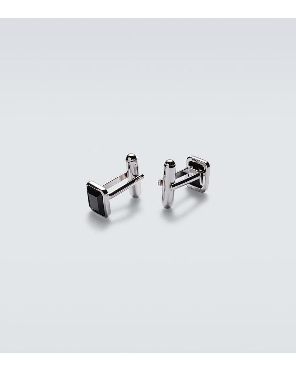 Mateo White Sterling Cufflinks With Onyx for men