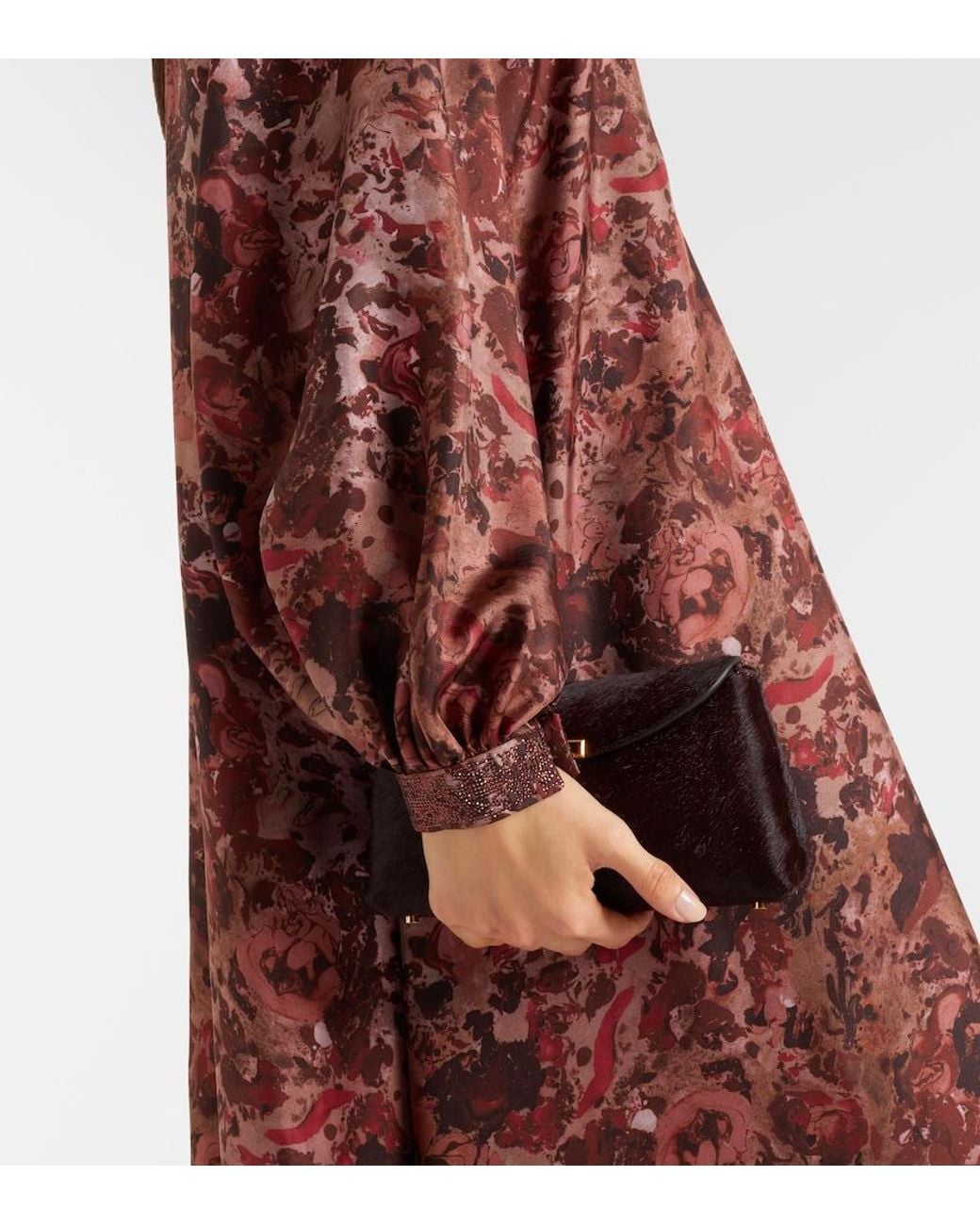 Max Mara Red Alpe Embellished Silk Maxi Dress