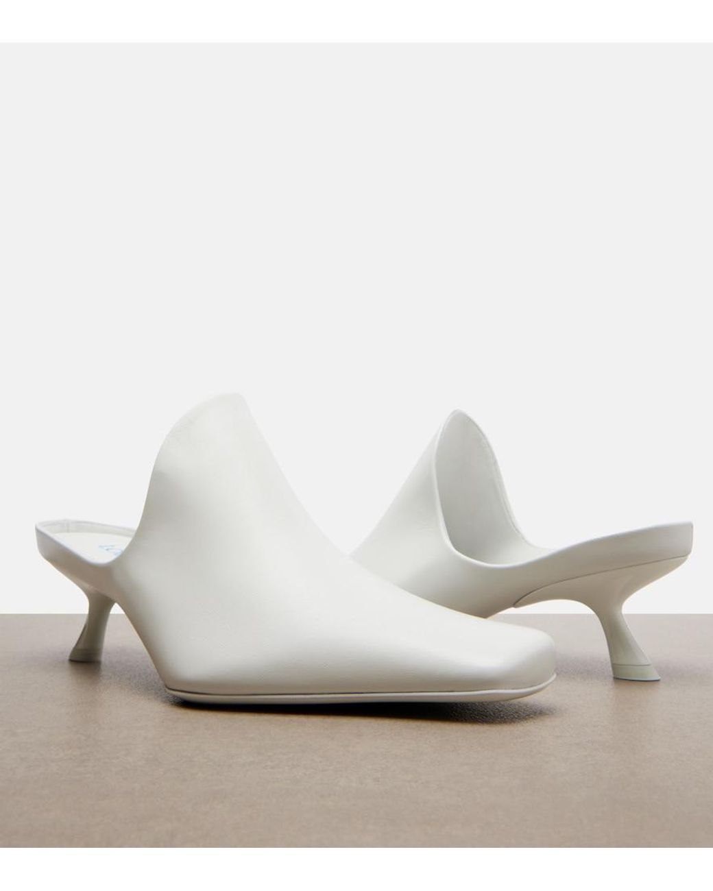 Loewe White Emily Leather Mules