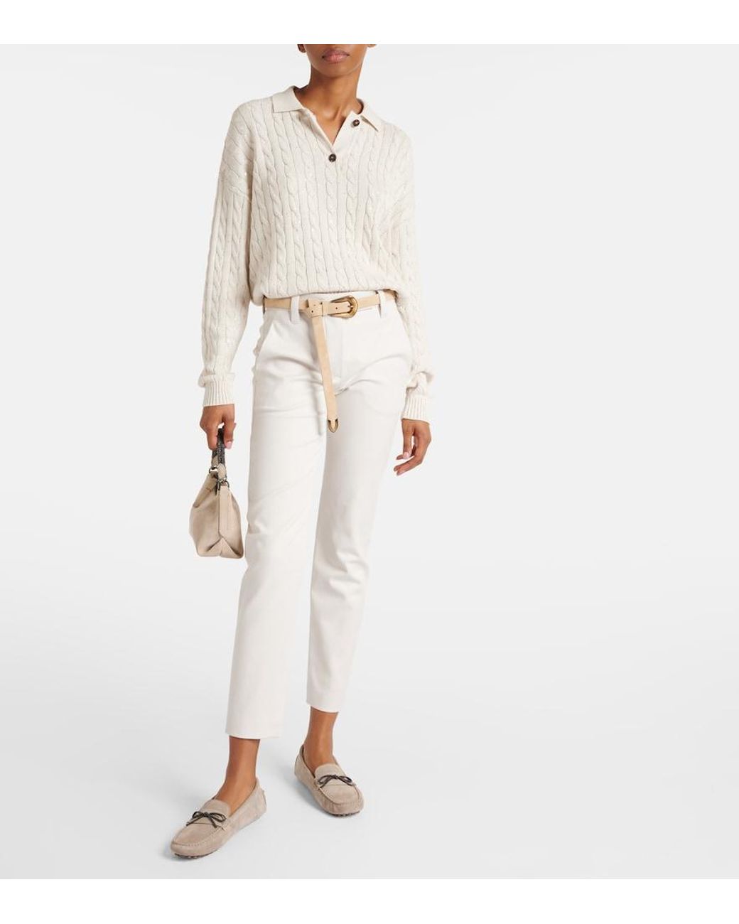 Brunello Cucinelli Gray Cotton-Blend Slim Pants