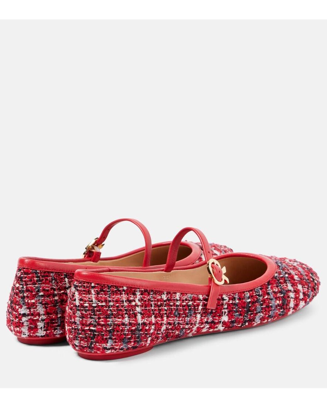 Gianvito Rossi Carla Boucle Mary Jane Flats in Red | Lyst