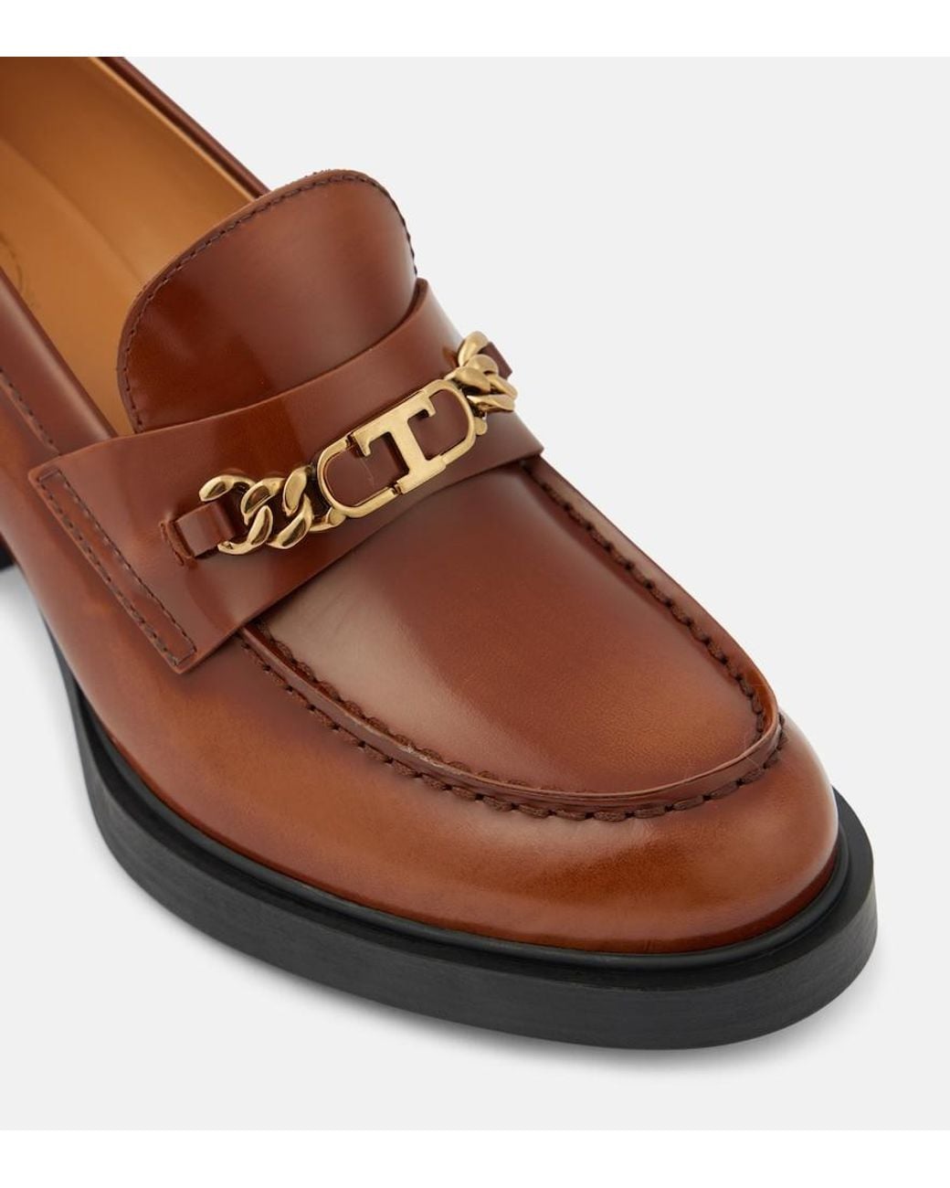 Tod's Brown Patent Leather Loafer Pumps