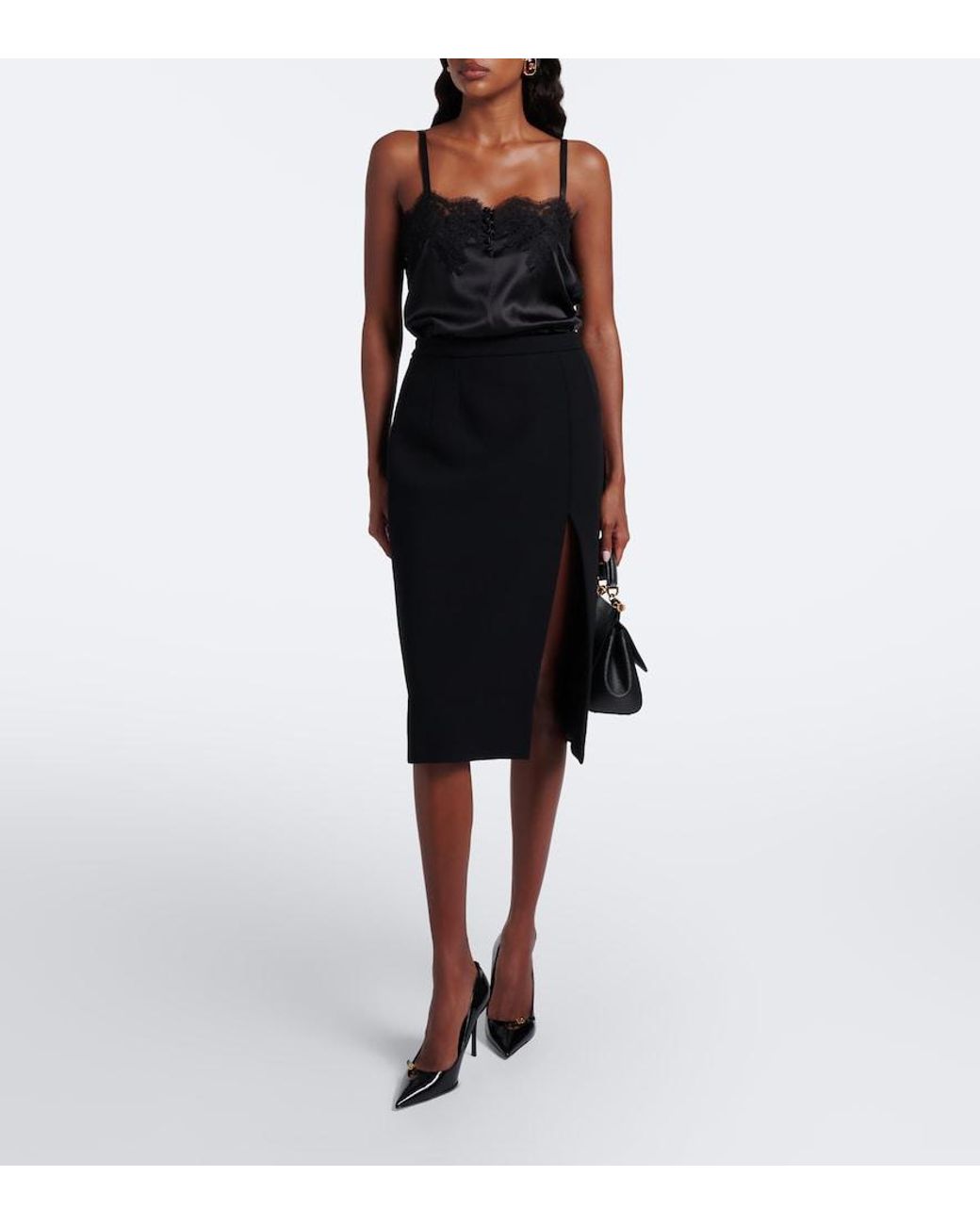 Dolce & Gabbana Black Lace-Trimmed Silk And Cotton-Blend Romper
