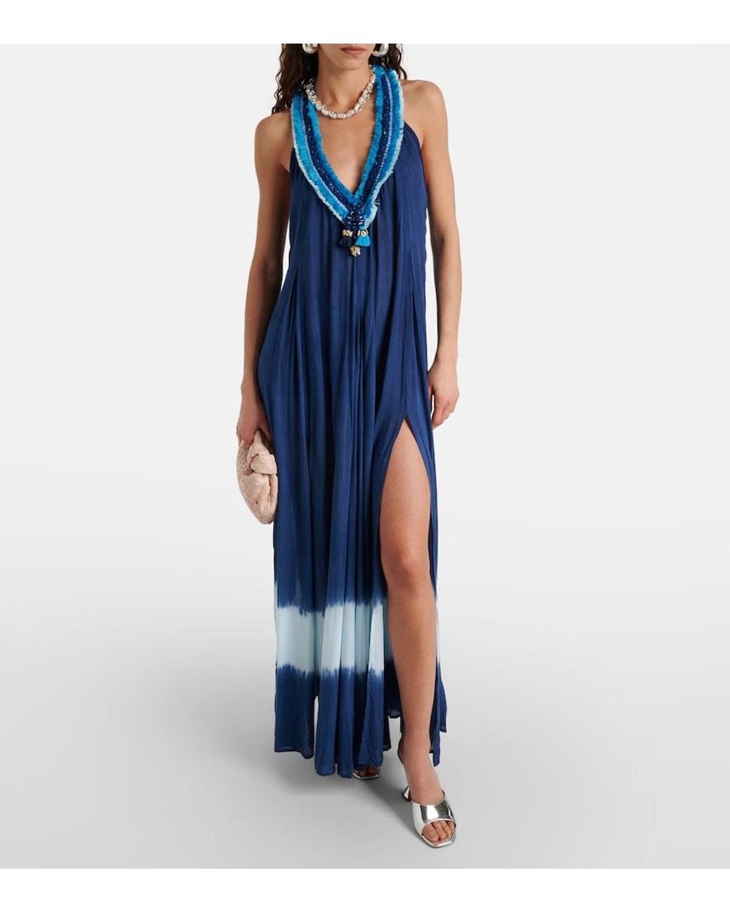 Poupette Blue Nava Floral Maxi Dress