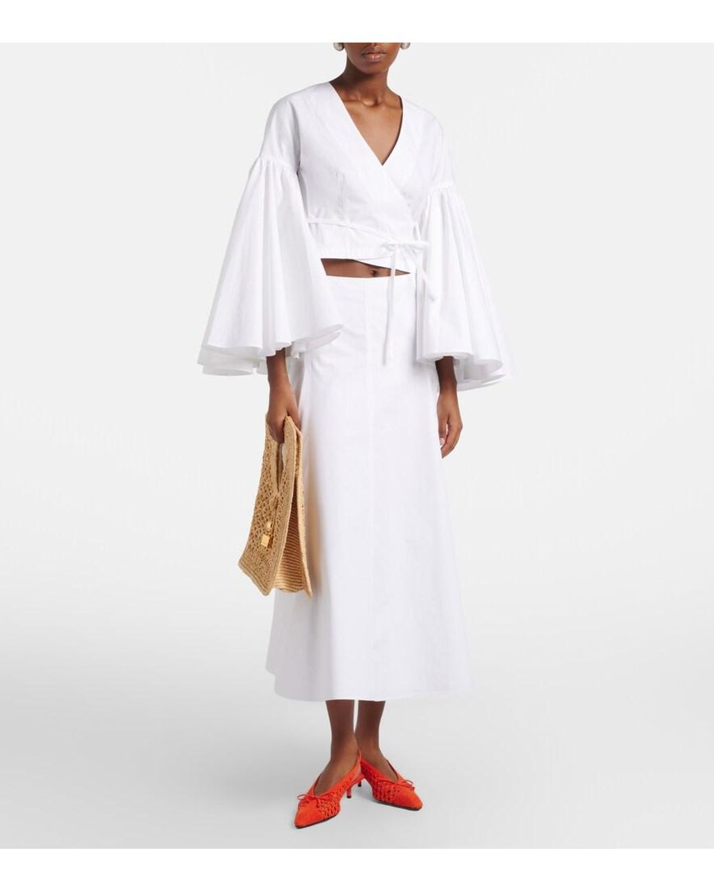 Jacquemus White Paysan Cotton Poplin Wrap Top