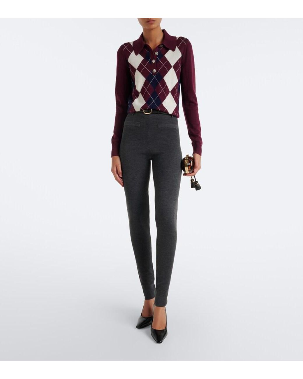 Leggings Con Cinturon Self-Portrait de color Gray