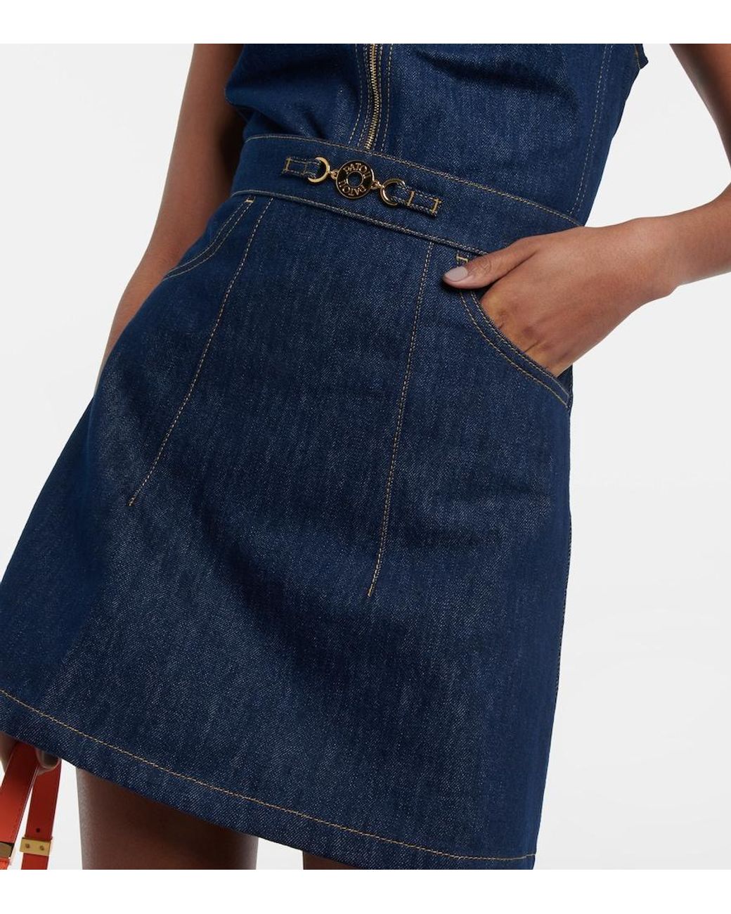 Patou Blue High-Rise Denim Miniskirt