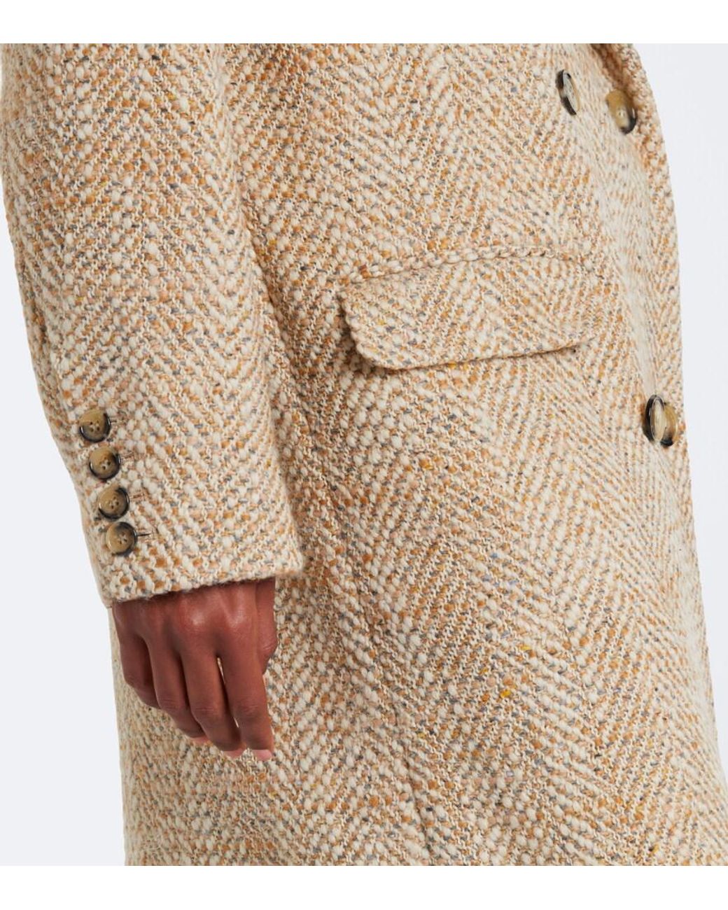 Isabel Marant Natural Pilda Herringbone Double-Breasted Coat