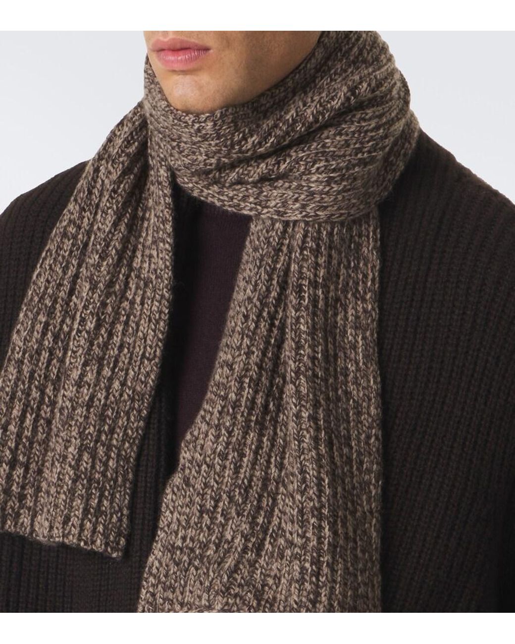 Agnona Brown Wool And Cashmere Scarf for men