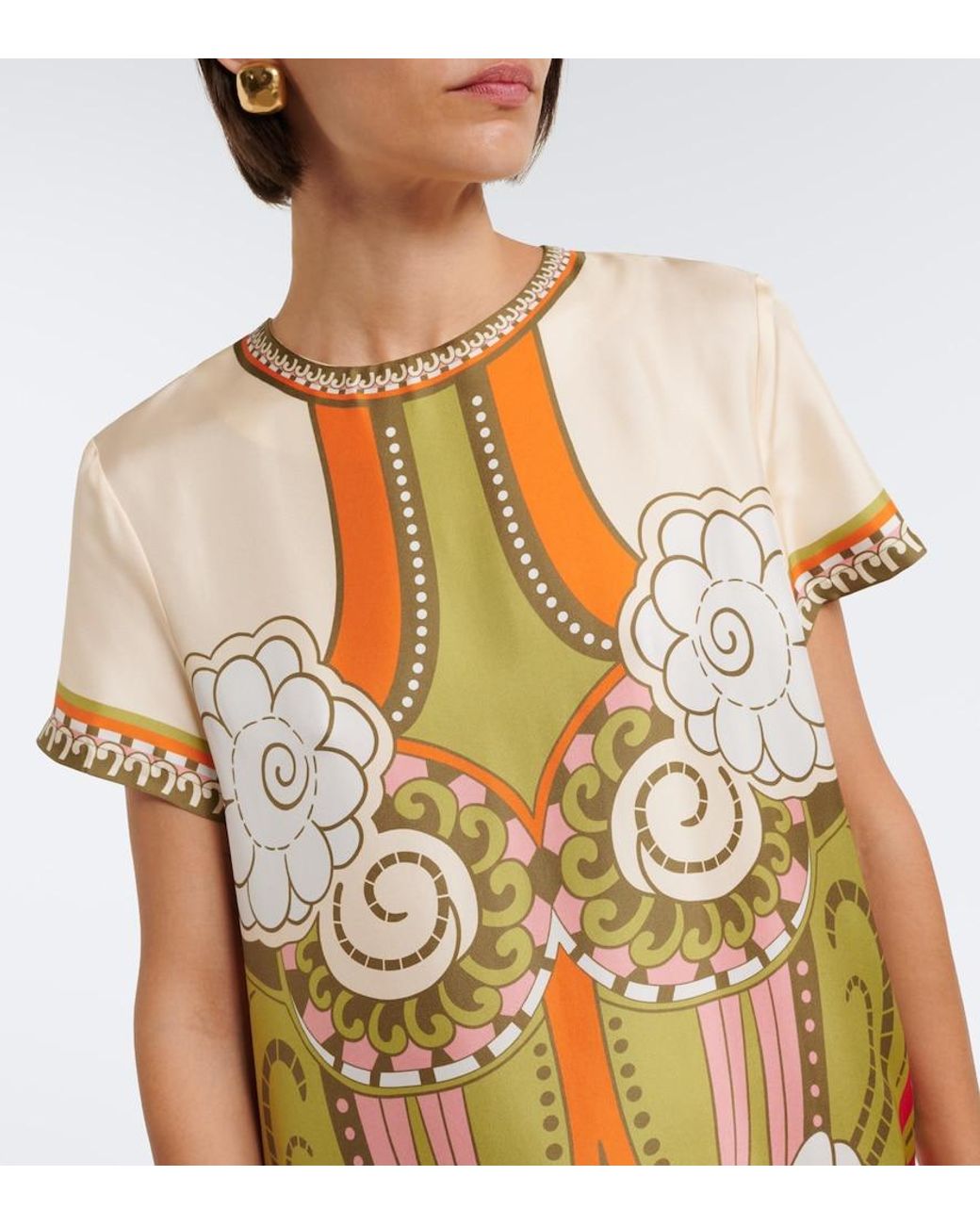 LaDoubleJ Multicolor Mini Swing Printed Silk Minidress
