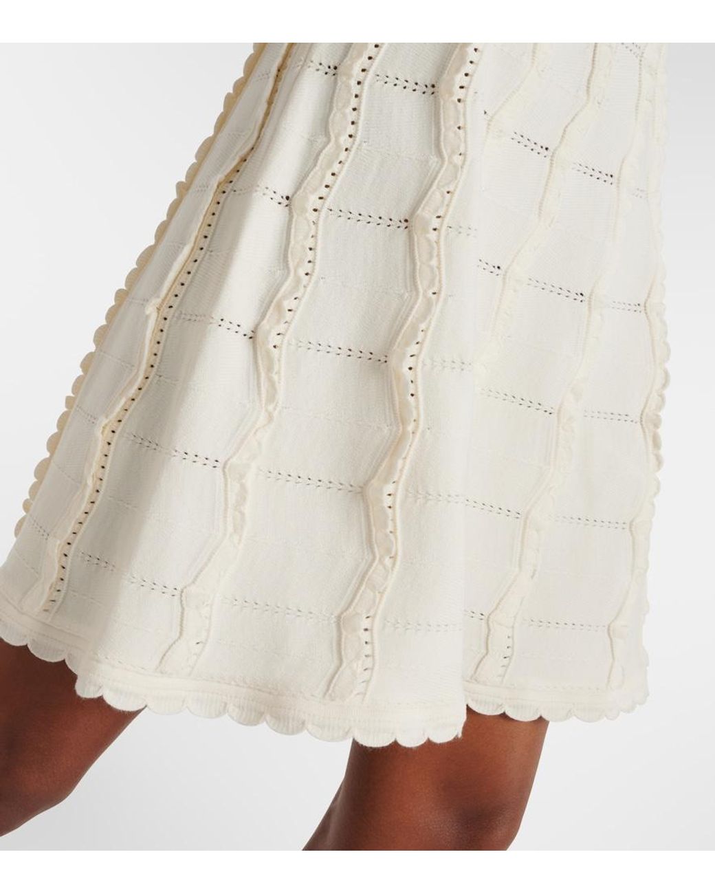 Oscar de la Renta White Knitted Minidress
