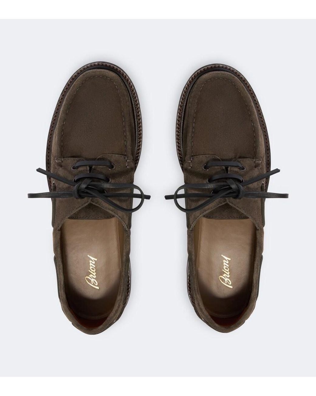 Brioni Brown Suede Boat Shoes for men